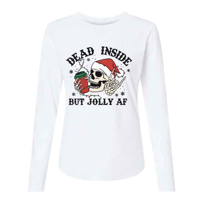 Dead Inside But Christmas Skeleton Womens Cotton Relaxed Long Sleeve T-Shirt