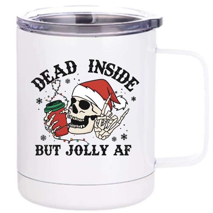 Dead Inside But Christmas Skeleton Front & Back 12oz Stainless Steel Tumbler Cup