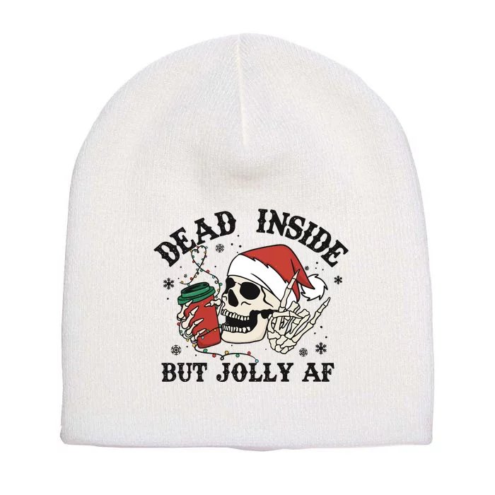 Dead Inside But Christmas Skeleton Short Acrylic Beanie