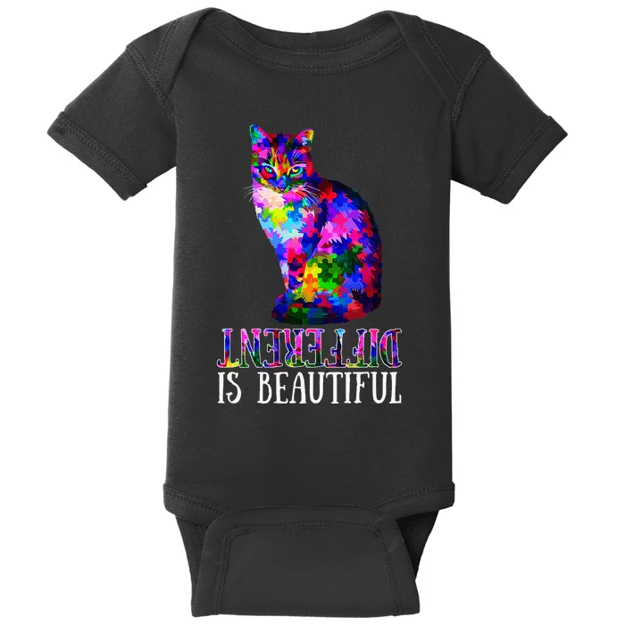 Different Is Beautiful Cat Autism Awareness Baby Bodysuit