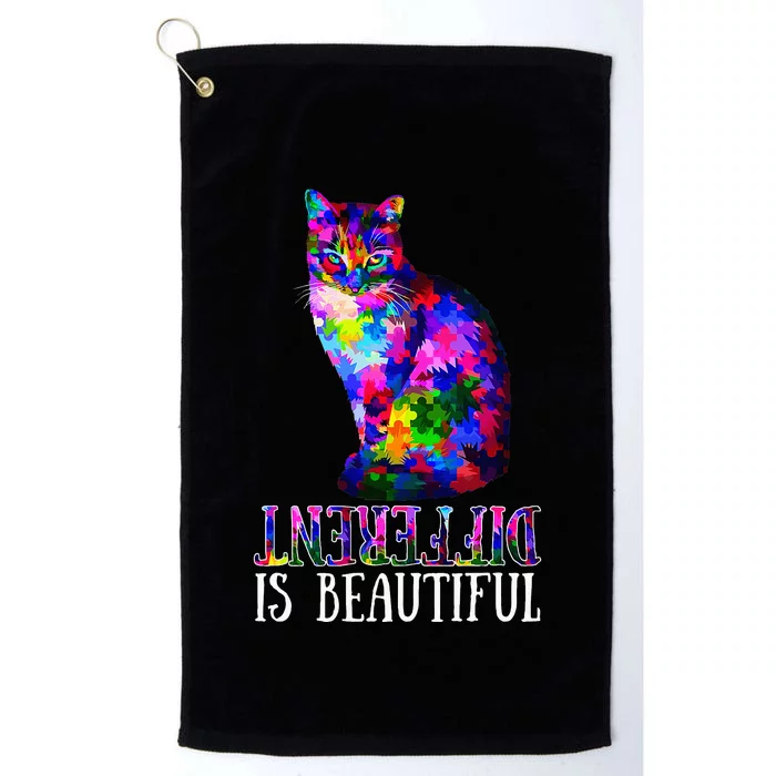 Different Is Beautiful Cat Autism Awareness Platinum Collection Golf Towel