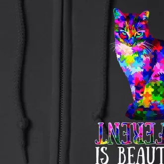 Different Is Beautiful Cat Autism Awareness Full Zip Hoodie