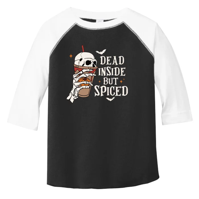 Dead Inside But Spiced Pumpkin Spice Skull Halloween Spooky Toddler Fine Jersey T-Shirt