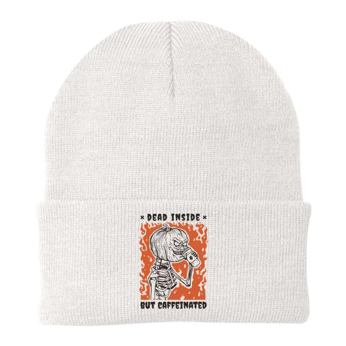 Dead Inside But Caffeinated Pumpkin Skeleton Knit Cap Winter Beanie