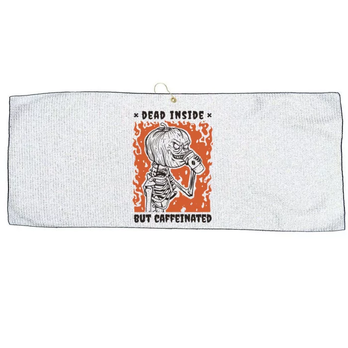 Dead Inside But Caffeinated Pumpkin Skeleton Large Microfiber Waffle Golf Towel