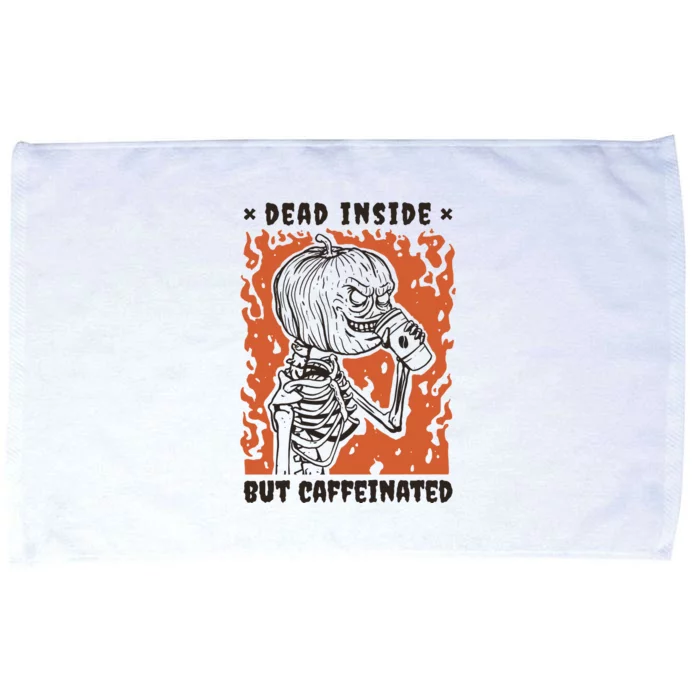 Dead Inside But Caffeinated Pumpkin Skeleton Microfiber Hand Towel