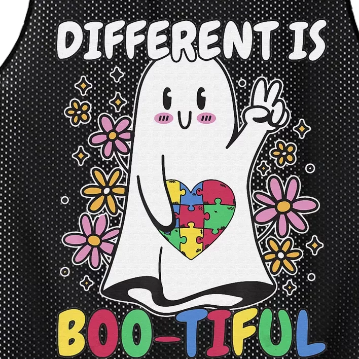 Different Is Boo-Tiful Autism Awareness Halloween Costume Mesh Reversible Basketball Jersey Tank