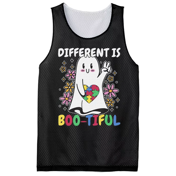 Different Is Boo-Tiful Autism Awareness Halloween Costume Mesh Reversible Basketball Jersey Tank