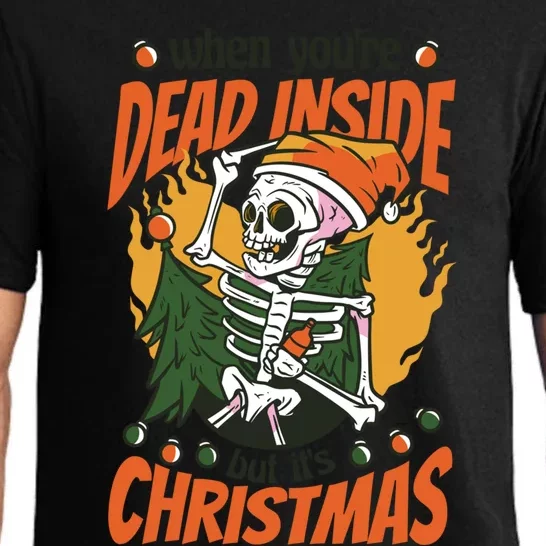 Dead Inside But ItS Christmas Skull Xmas Lover Gift Pajama Set