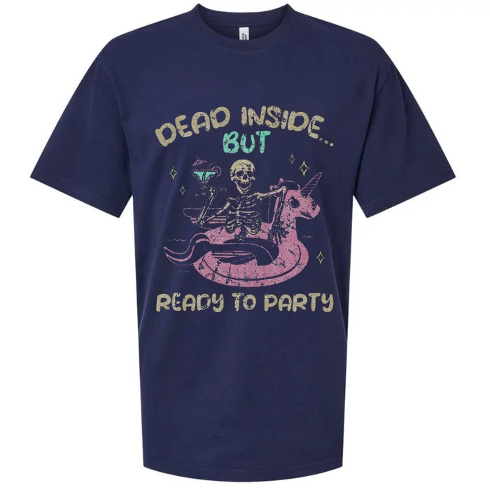 Dead Inside But Ready To Party Skeleton Chilling Sueded Cloud Jersey T-Shirt