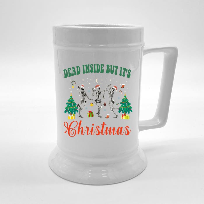 Dead Inside But ItS Christmas Funny Christmas Skeleton Gift Front & Back Beer Stein