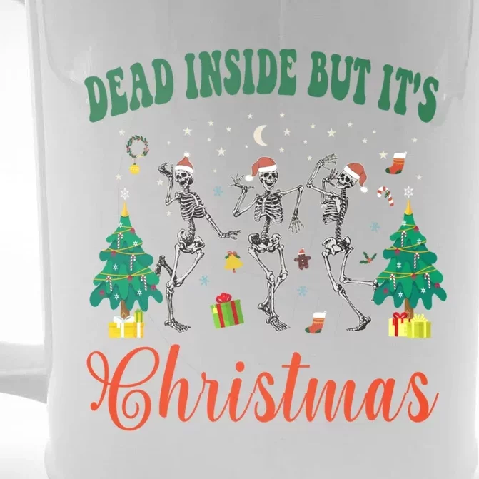 Dead Inside But ItS Christmas Funny Christmas Skeleton Gift Front & Back Beer Stein