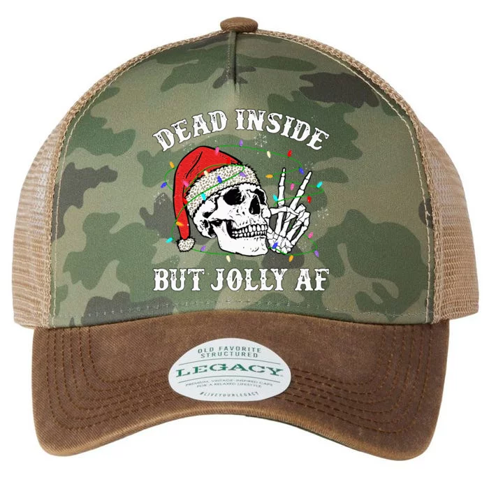 Dead Inside But Jolly Af Skull Santa Light Skeleton Pajamas Legacy Tie Dye Trucker Hat