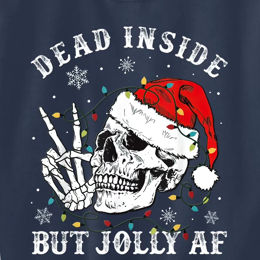 Dead Inside But Jolly AF Skeleton Santa Christmas Pajamas Kids Sweatshirt