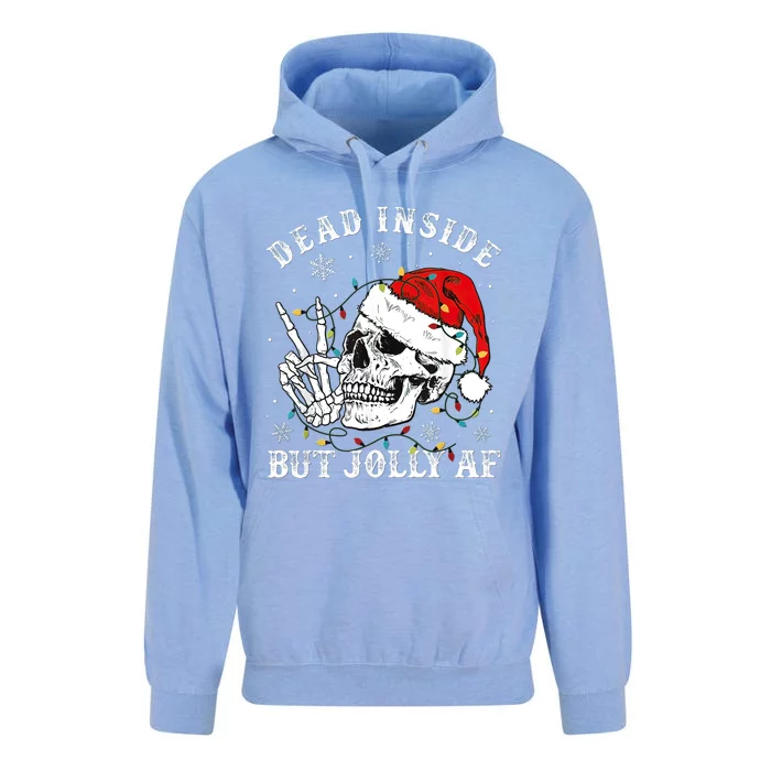 Dead Inside But Jolly AF Skeleton Santa Christmas Pajamas Unisex Surf Hoodie