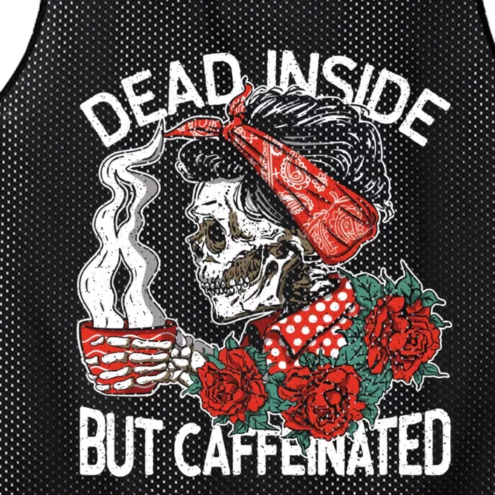 Dead Inside But Caffeinated Skeleton Coffee Mesh Reversible Basketball Jersey Tank