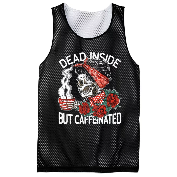 Dead Inside But Caffeinated Skeleton Coffee Mesh Reversible Basketball Jersey Tank