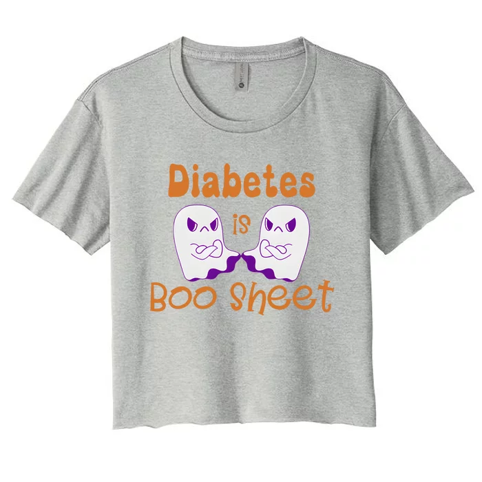 Diabetes Is Boo Sheet Funny Halloween Diabetes Awareness Women's Crop Top Tee