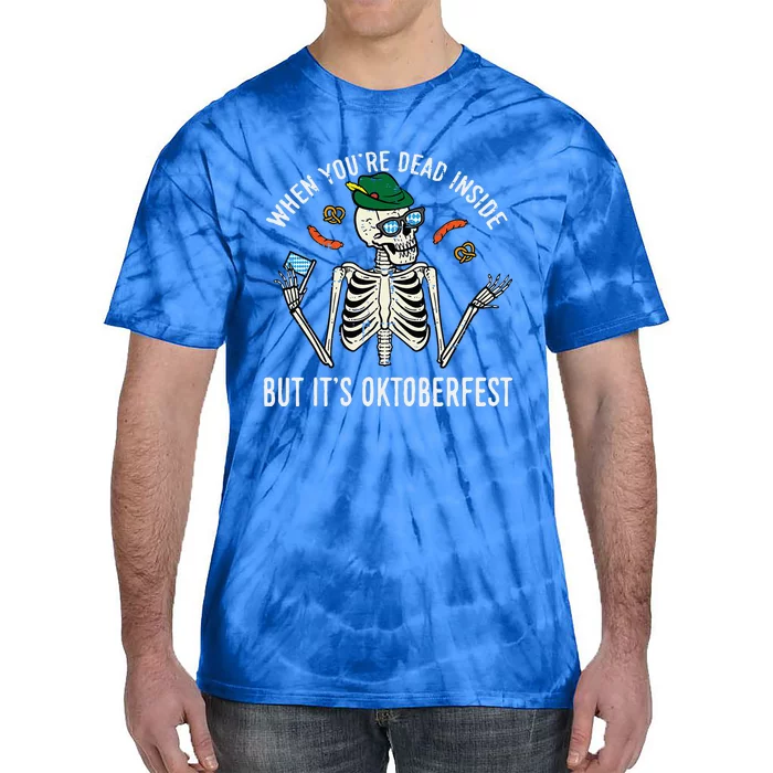 Dead Inside But Oktoberfest Skeleton German Tie-Dye T-Shirt