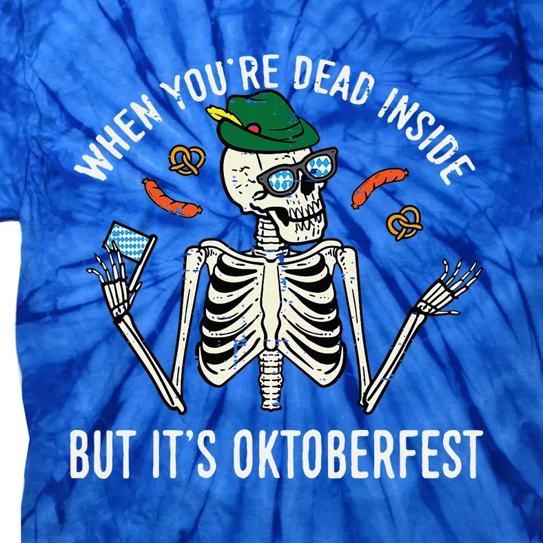 Dead Inside But Oktoberfest Skeleton German Tie-Dye T-Shirt