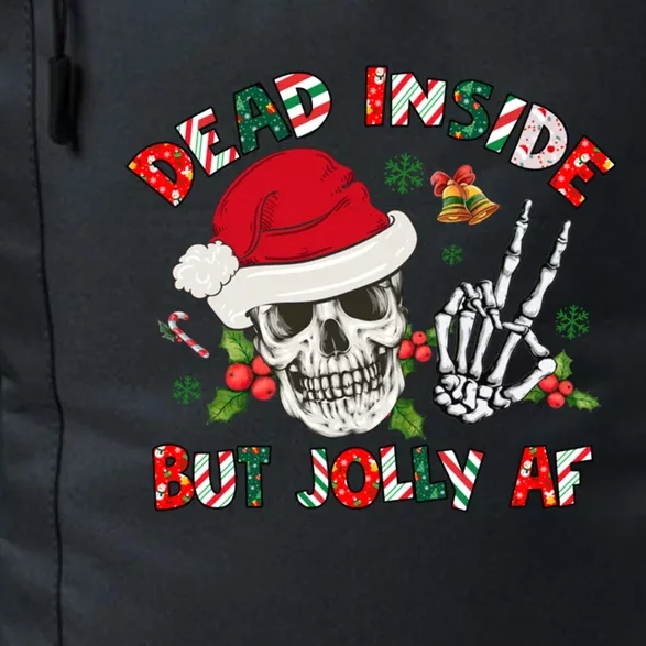 Dead Inside But Jolly Af Funny Skeleton Santa Hat Christmas Gift Daily Commute Backpack