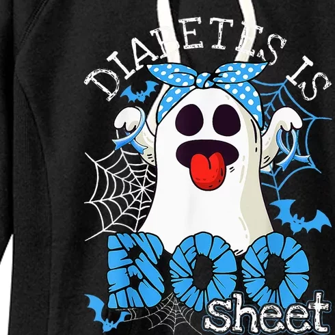 Diabetes Is Boo Sheet Halloween Ghost Diabetes Awareness Women's Fleece Hoodie