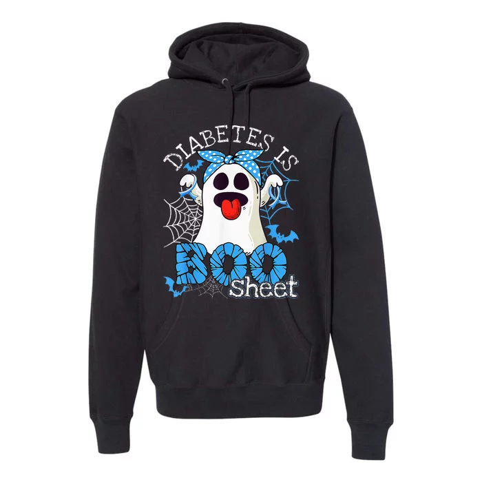 Diabetes Is Boo Sheet Halloween Ghost Diabetes Awareness Premium Hoodie