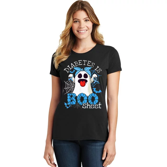 Diabetes Is Boo Sheet Halloween Ghost Diabetes Awareness Women's T-Shirt