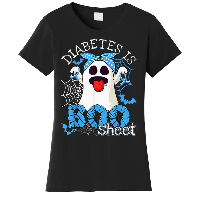 Diabetes Is Boo Sheet Halloween Ghost Diabetes Awareness Women's T-Shirt