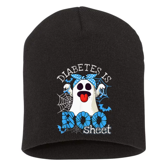 Diabetes Is Boo Sheet Halloween Ghost Diabetes Awareness Short Acrylic Beanie