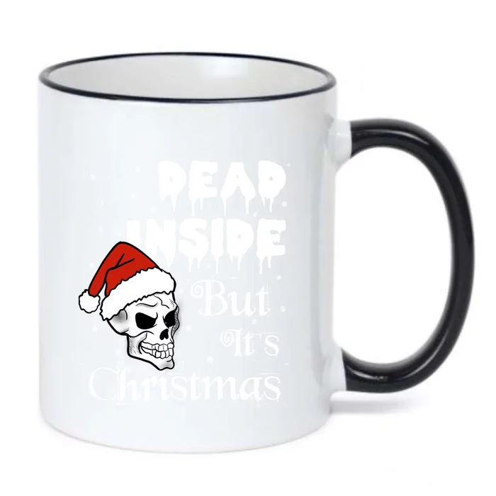 Dead Inside But It’S Christmas Skull Gift For Santa Gift Black Color Changing Mug