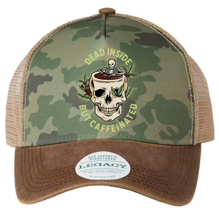 Dead Inside But Caffeinated Coffee Lover Skull Skeleton Legacy Tie Dye Trucker Hat