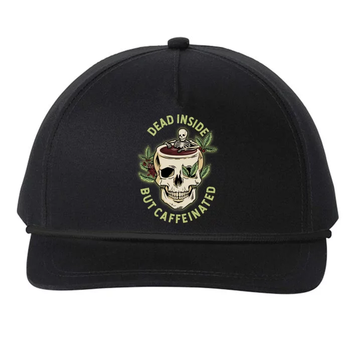 Dead Inside But Caffeinated Coffee Lover Skull Skeleton Snapback Five-Panel Rope Hat