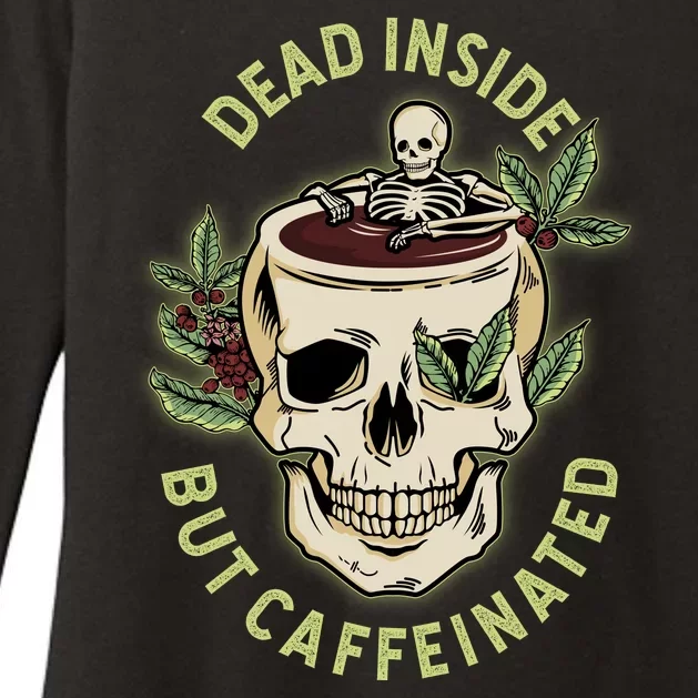 Dead Inside But Caffeinated Coffee Lover Skull Skeleton Womens CVC Long Sleeve Shirt