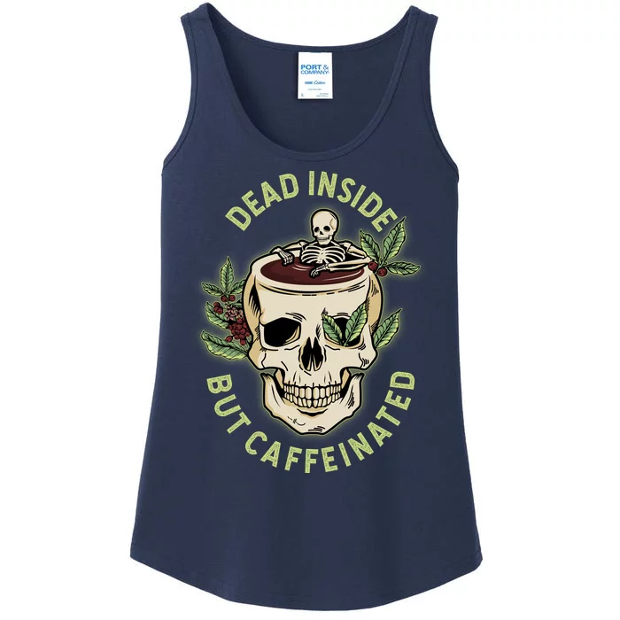 Dead Inside But Caffeinated Coffee Lover Skull Skeleton Ladies Essential Tank