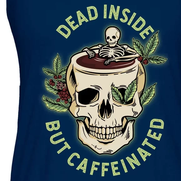 Dead Inside But Caffeinated Coffee Lover Skull Skeleton Ladies Essential Flowy Tank