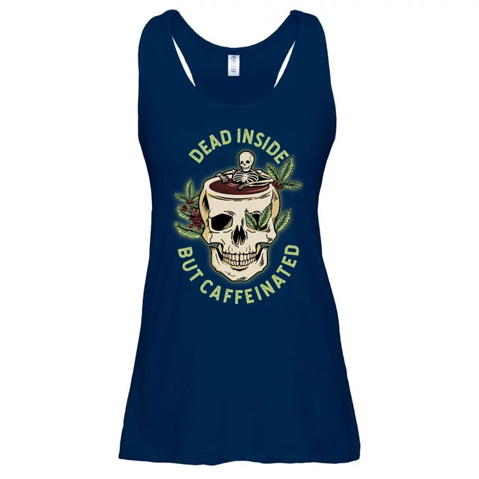 Dead Inside But Caffeinated Coffee Lover Skull Skeleton Ladies Essential Flowy Tank