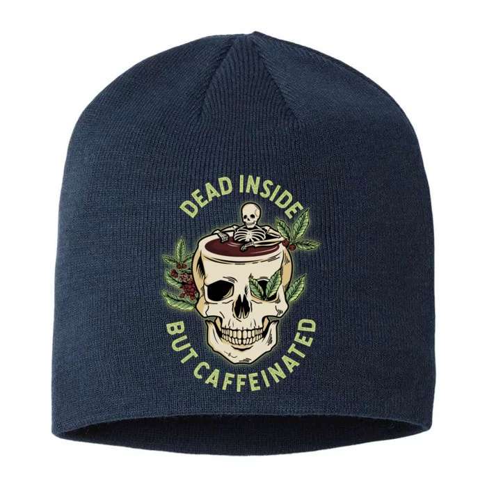 Dead Inside But Caffeinated Coffee Lover Skull Skeleton 8 1/2in Sustainable Knit Beanie