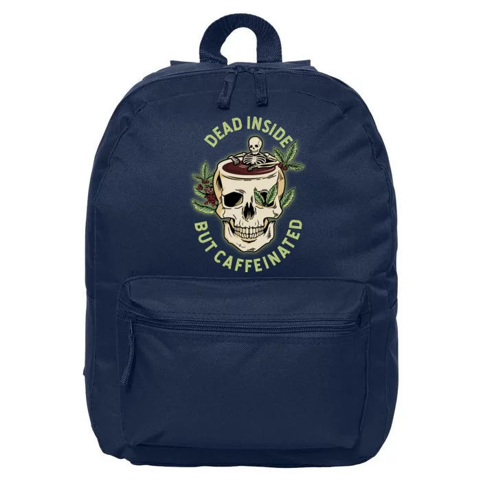 Dead Inside But Caffeinated Coffee Lover Skull Skeleton 16 in Basic Backpack