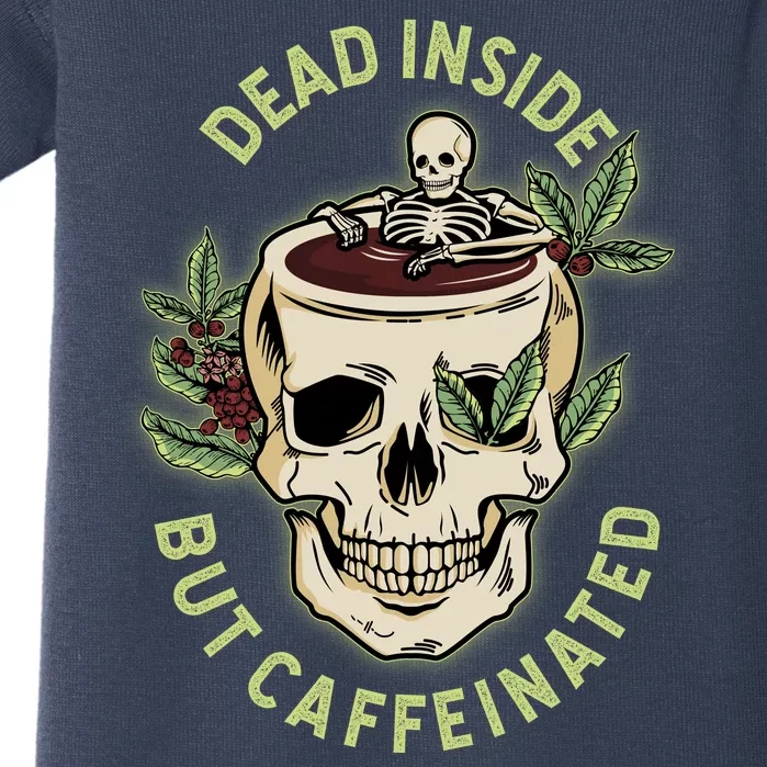 Dead Inside But Caffeinated Coffee Lover Skull Skeleton Baby Bodysuit