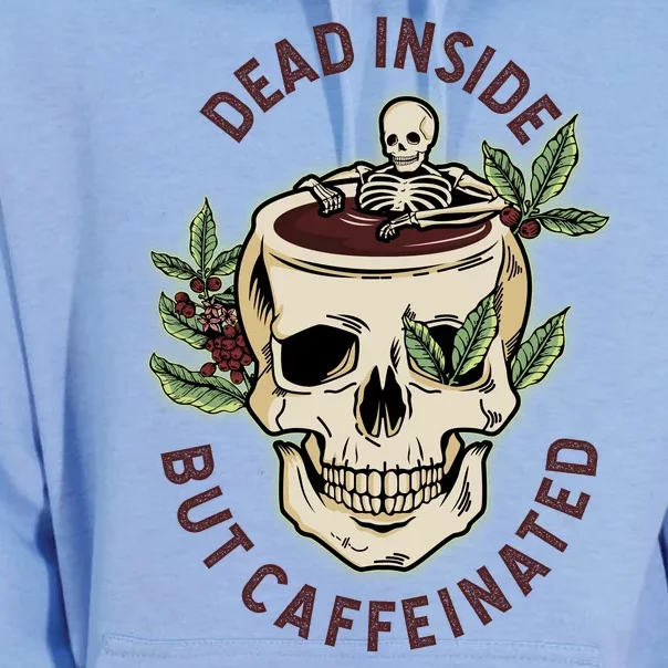 Dead Inside But Caffeinated Coffee Lover Skull Skeleton Unisex Surf Hoodie