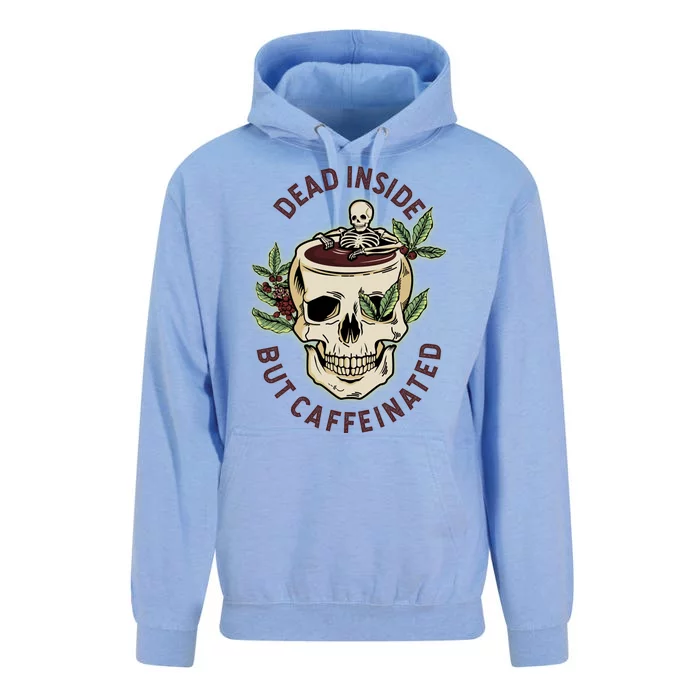 Dead Inside But Caffeinated Coffee Lover Skull Skeleton Unisex Surf Hoodie