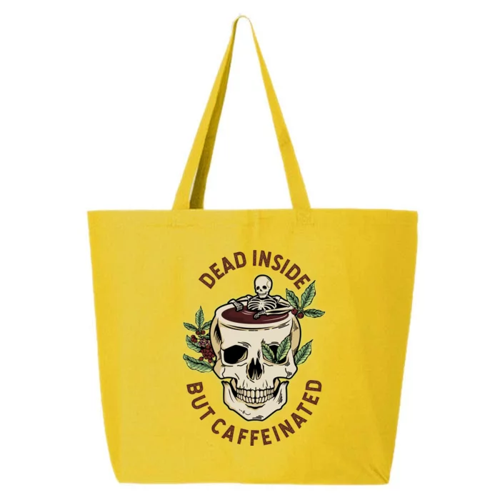 Dead Inside But Caffeinated Coffee Lover Skull Skeleton 25L Jumbo Tote