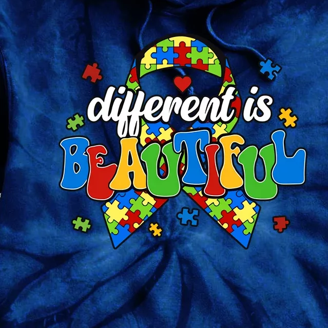 Different Is Beautiful Autism Awareness Autism Teacher Neurodiversity Tie Dye Hoodie