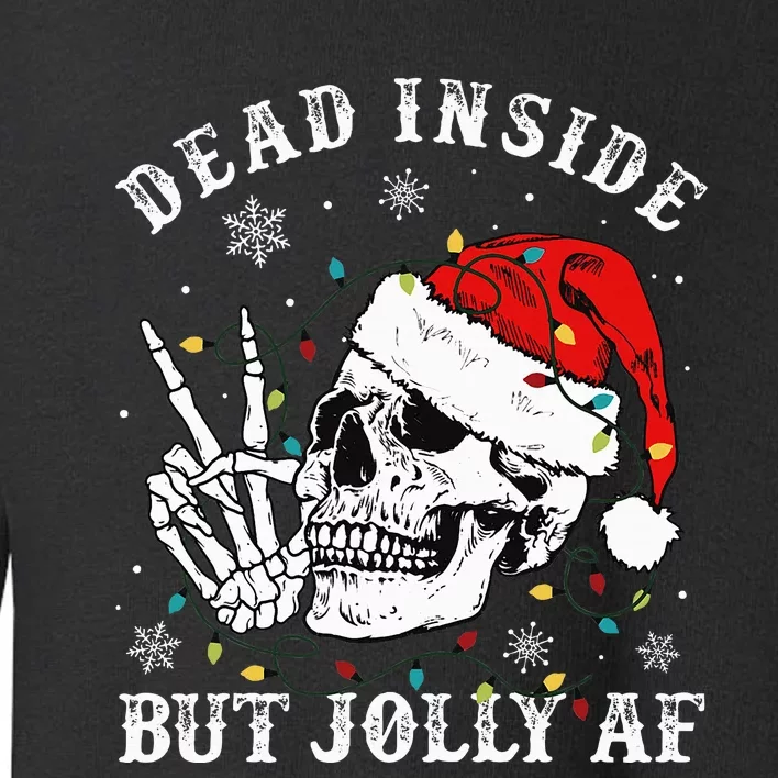 Dead Inside But Jolly AF Skeleton Santa Christmas Pajamas Toddler Sweatshirt