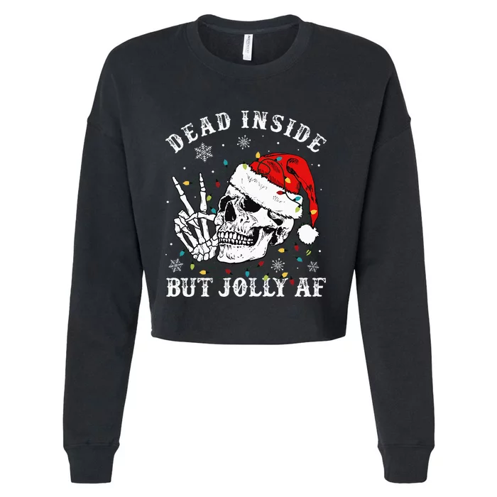 Dead Inside But Jolly AF Skeleton Santa Christmas Pajamas Cropped Pullover Crew