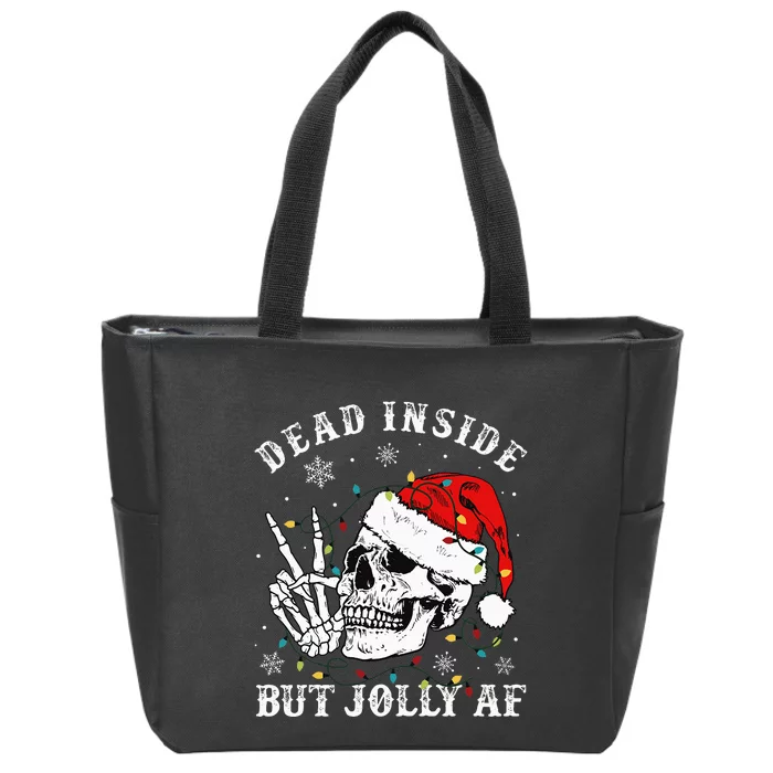 Dead Inside But Jolly AF Skeleton Santa Christmas Pajamas Zip Tote Bag