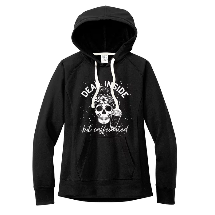 Dead Inside But Caffeinated Mom Skull Flower Coffee Lover Women's Fleece Hoodie