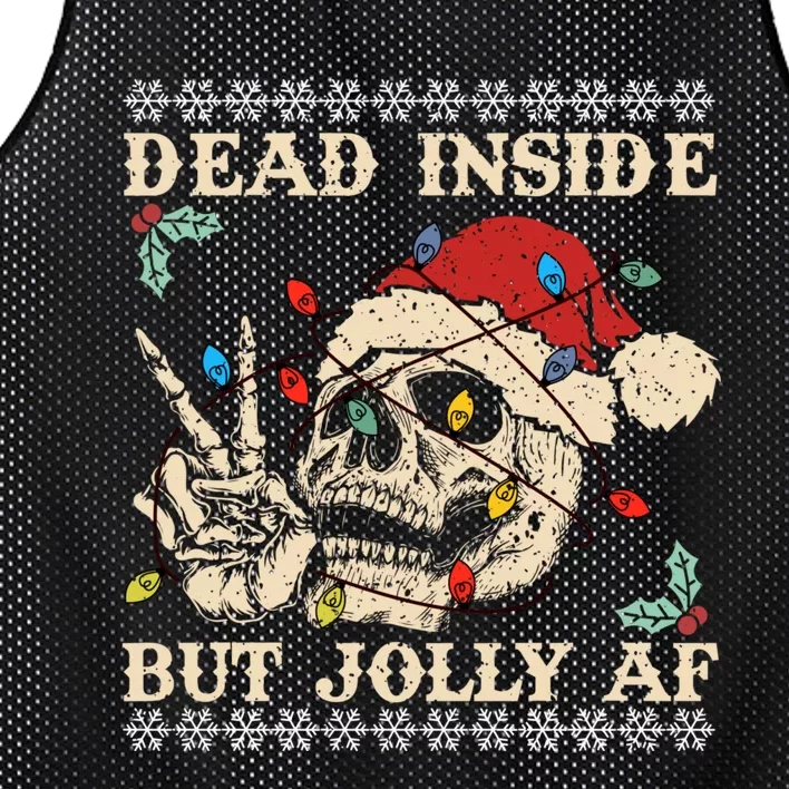 Dead Inside But Jolly Af Skeleton Santa Christmas Mesh Reversible Basketball Jersey Tank