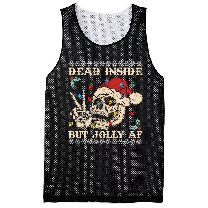 Dead Inside But Jolly Af Skeleton Santa Christmas Mesh Reversible Basketball Jersey Tank